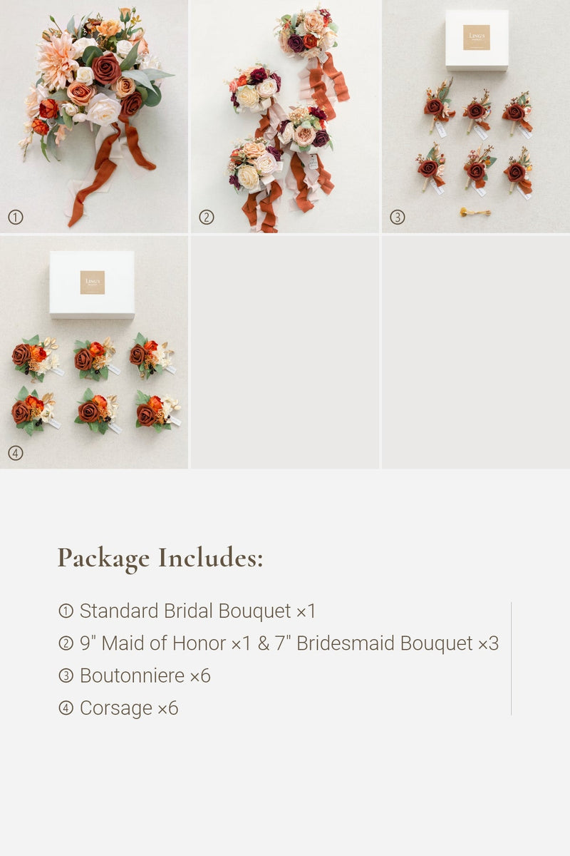 Bridal Flower Package - Sunset Terracotta