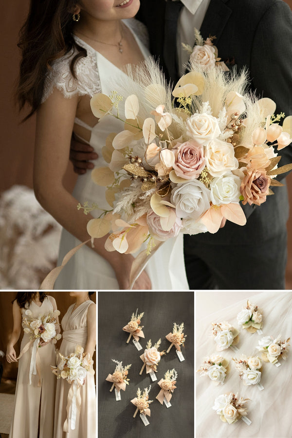 Bridal Flower Package - White  Beige