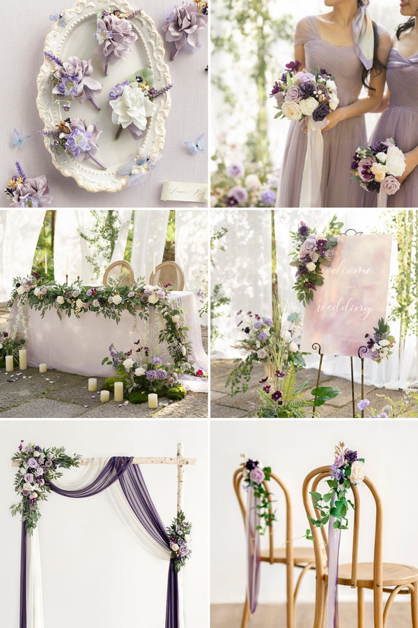 Lilac  Gold Wedding Flower Package