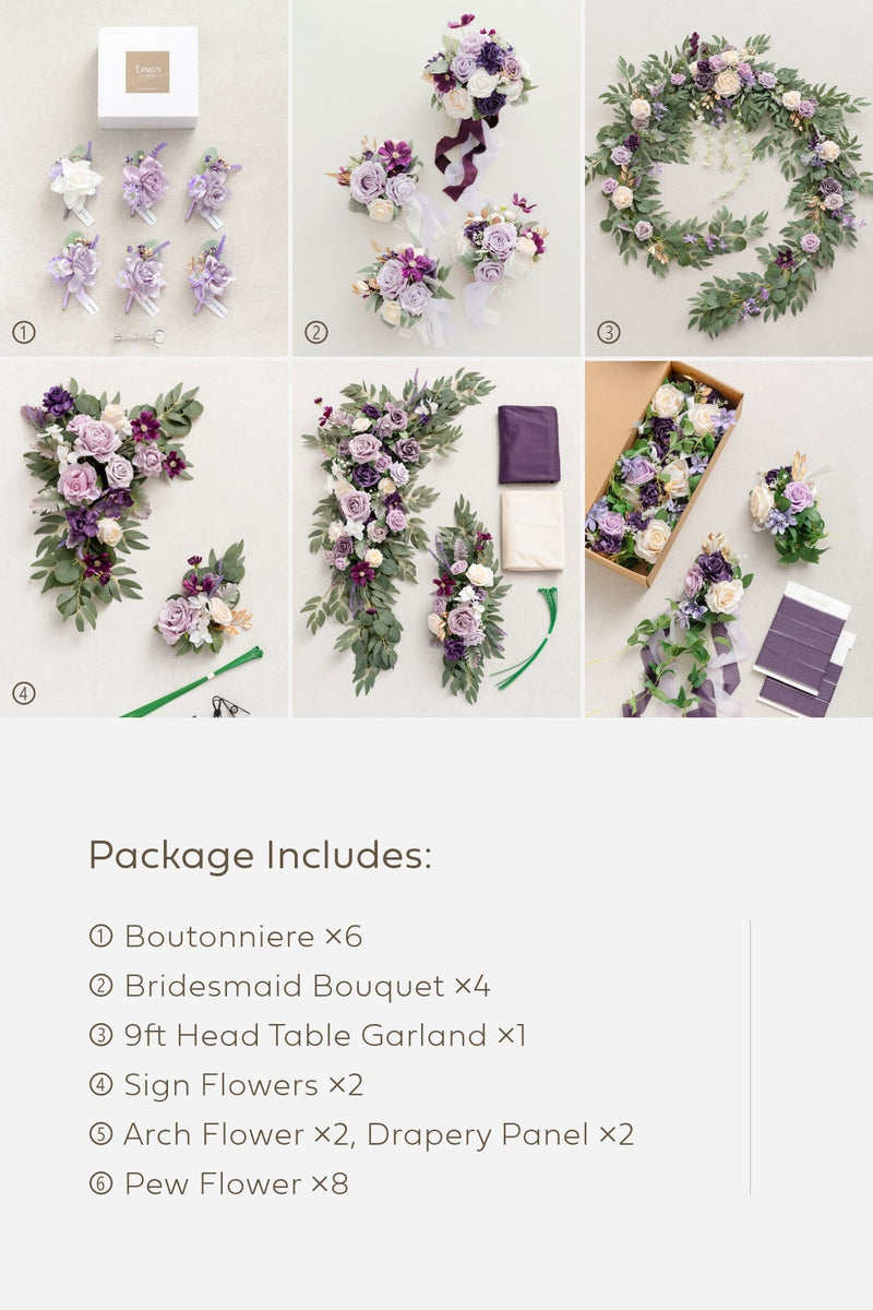 Lilac  Gold Wedding Flower Package