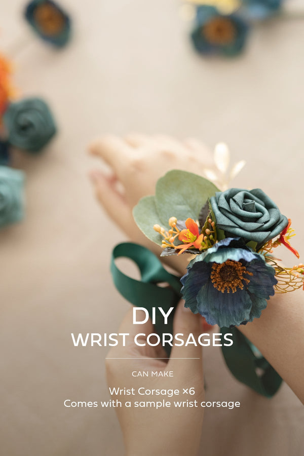 DIY Wedding Flower Packages - Dark Teal  Burnt Orange - Clearance