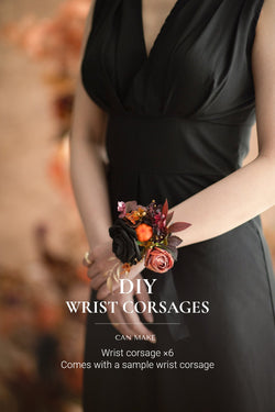 DIY Black  Pumpkin Orange Wedding Wrist Corsage