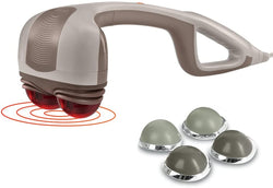 Homedics Percussion Action Massager with Heat | Adjustable Intensity, Dual Pivoting Heads | 2 Sets Interchangeable Nodes, Heated Muscle Kneading for Back, Shoulders, Feet, Legs, & Neck