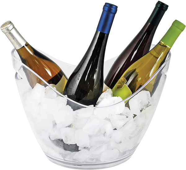 True Chill Clear Ice Bucket, Party tubs for drinks, champagne, Wine, Beer, Soda Acrylic Ice Bucket, 4 Bottle Capacity, 2 Gallon, Clear
