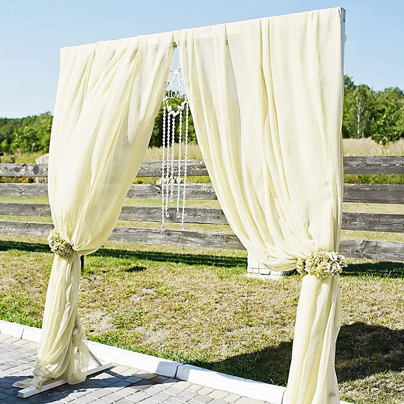 Ivory Sheer Wedding Arch Drape - 18Ft Chiffon Fabric Backdrop Panel