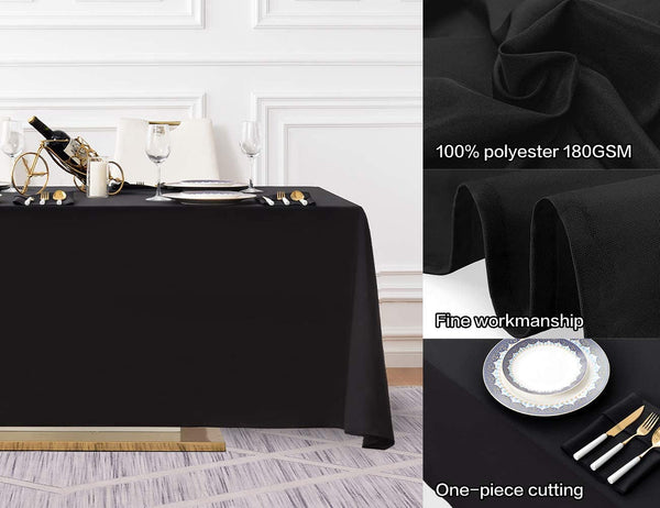90x132 Polyester Tablecloth for Weddings Banquets or Restaurants Black