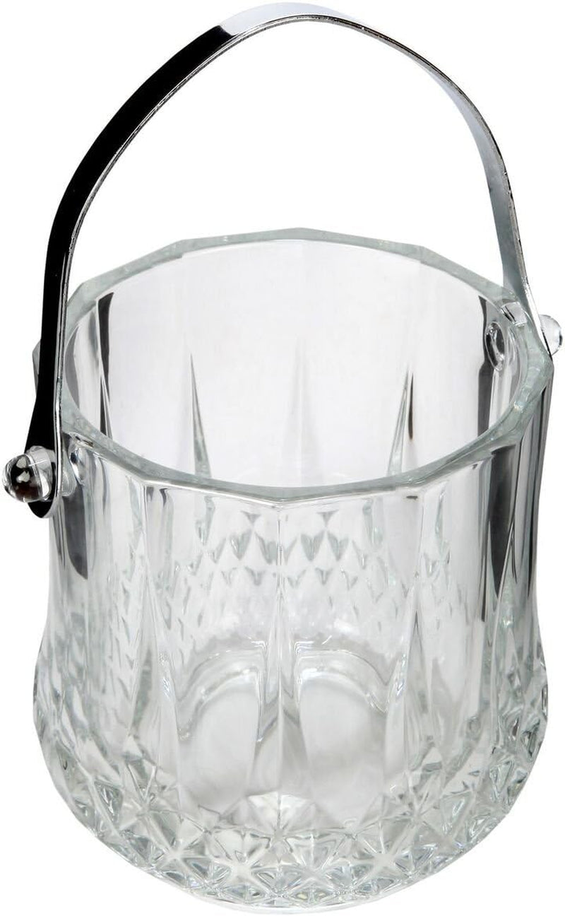 Lily's Home Glass Ice Bucket with Handle and SS Tongs, This Beautiful Piece is Ideal for Entertaining and Every Day Use