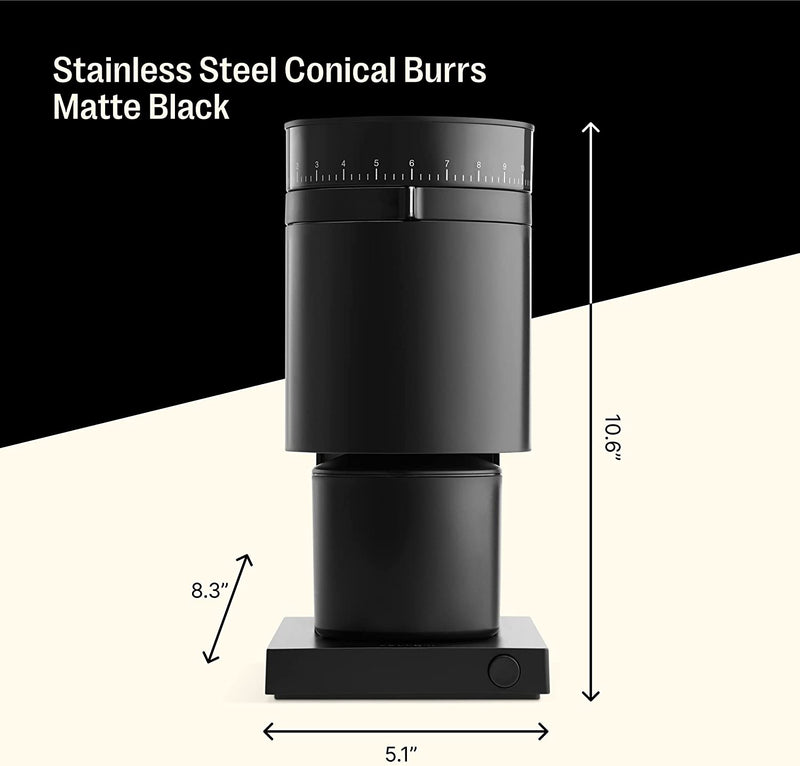 Fellow Opus Conical Burr Coffee Grinder - All Purpose Electric - Espresso Grinder with 41 Settings for Drip, French Press, & Cold Brew - Matte Black