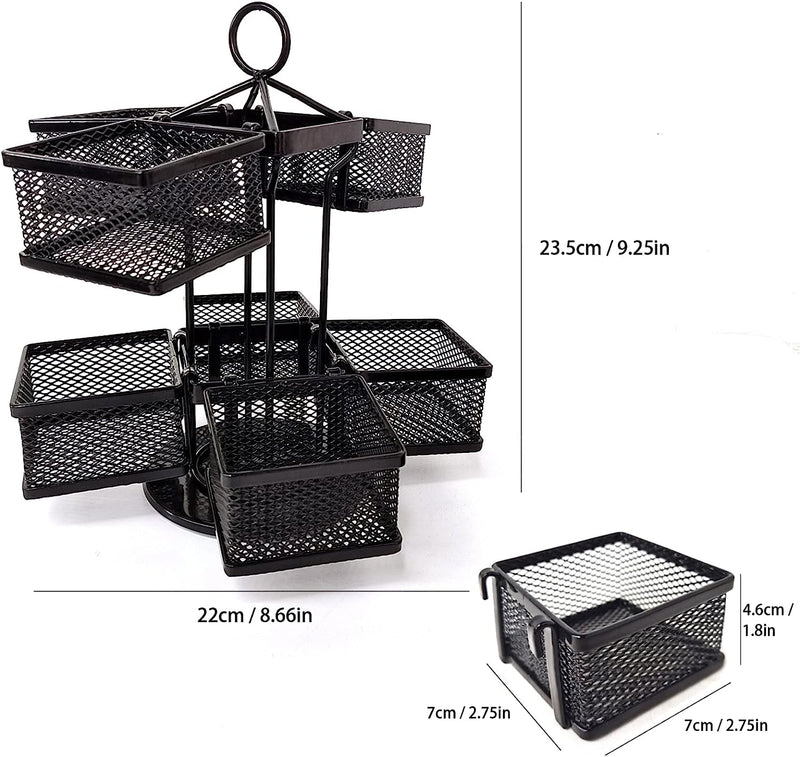 ST-BEST-P Tea Bag Organizer Coffee Holder Storage Spinning Carousel Basket Black Adjustable Tea Caddy For Kitchen Counter, Tea Bags,Countertop,Cabinet