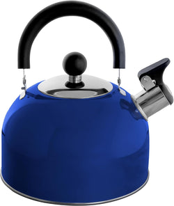 Lily's Home 2 Quart Stainless Steel Whistling Tea Kettle, the Perfect Stovetop Tea and Water Boilers for Your Home, Dorm, Condo or Apartment. (Blue)