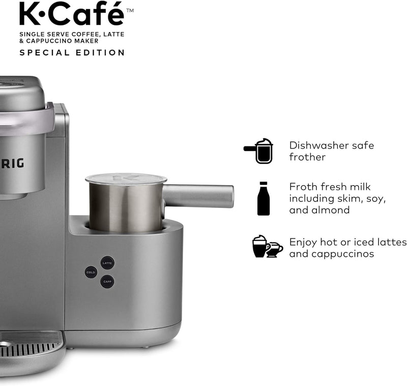 Keurig K-Cafe Special Edition Single Serve K-Cup Pod Coffee, Latte and Cappuccino Maker, Nickel