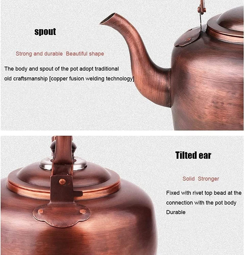Kettle Stovetop Whistling Tea Kettle Copper Whistling Tea Kettle Vintage Tea Kettle Whistling Tea Pots Teapot Stovetop With Handle Coffee Pots For Gas Stove Tea Kettle Stovetop Teapot ( Color : Onecol