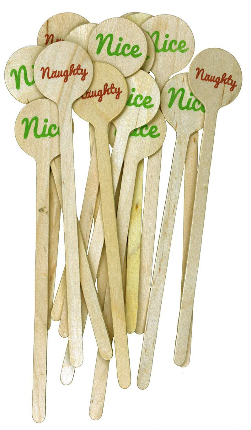 Perfect Stix - Cocktail 6 R- Naughty Nice-50 6" Wooden Cocktail/Drink Stirrers with Naughty or Nice Pack of 50ct