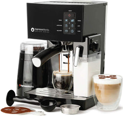 EspressoWorks 19-Bar Espresso, Cappuccino and Latte Maker 10-Piece Set - Brew Cappuccino and Latte with One Button - Espresso Machine with Milk Steamer 1250W - Coffee Gifts (Silver)