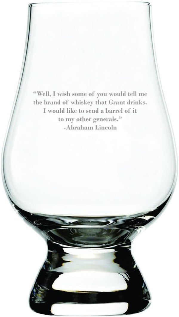 Abraham Lincoln Quote Etched Glencairn Crystal Whisky Glass,11 FL OZ