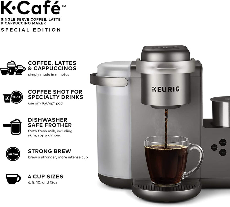 Keurig K-Cafe Special Edition Single Serve K-Cup Pod Coffee, Latte and Cappuccino Maker, Nickel