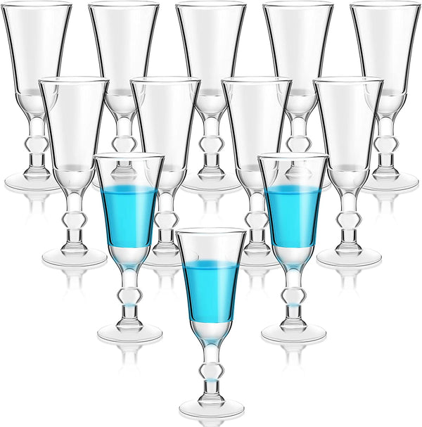 Shot Glasses with Stem 1 Oz Cordial Glasses Mini Wine Glasses Limoncello Port Glasses Clear Heavy Base Fancy Shot Glass Small Goblet Glasses for Vodka, Cocktail, Liquor for Kitchen Dining (12 Pcs)