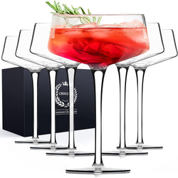 Chouggo Martini Glasses Set of 6, 8Oz Coupe Cocktail Glasses, Hand Blown Premium Crystal Cocktail Glass for Bar, Martini, Cosmopolitan, Manhattan