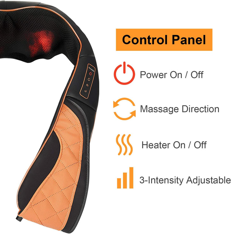 TRIDUCNA Shiatsu Neck Shoulder Back Massager with Heat and Carry Bag - Electric Massage Pillow with Deep Tissue Kneading for Lower Back, Calf, Leg Massage - Use at Home, Office, and Car