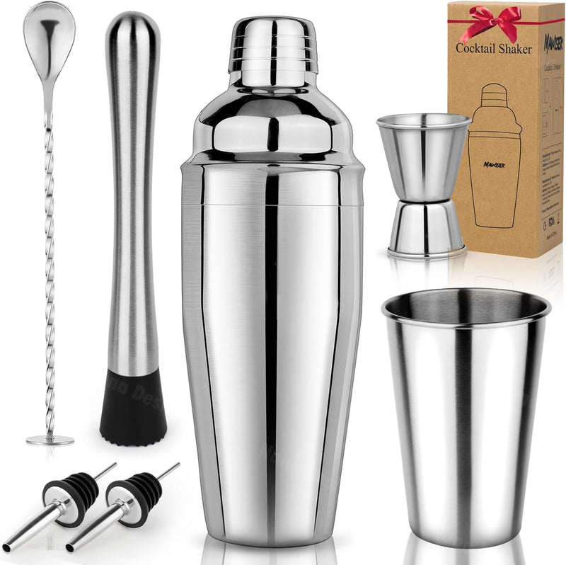 Cocktail Shaker 25oz Martini Shaker Bar Shaker Drink Shaker Bar tools with Built-In Strainer for Bartender, Professional 18/8 Stainless Steel Margarita Mixer for Mixed Drinks