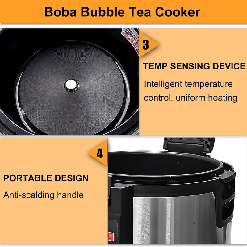 Yovtekc Commercial Tapioca Pearl Cooker, 16L Boba Bubble Tea Cooker, Non-Stick Boba Pearl Maker with Button Control Panel for Bubble Boba Tea Sago Pearl Milk Tea, 2200W 110V