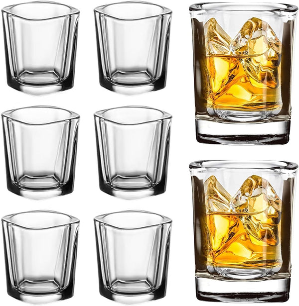 Hlukana 6 Pack Heavy Base Shot Glasses Set, 2.2 oz Clear Shot Glasses Bulk, Tequila Shot Glass, Square Shot Glass, Espresso Shot Glass for Vodka, Whiskey, Tequila, Espressos, Spirits & Liquors
