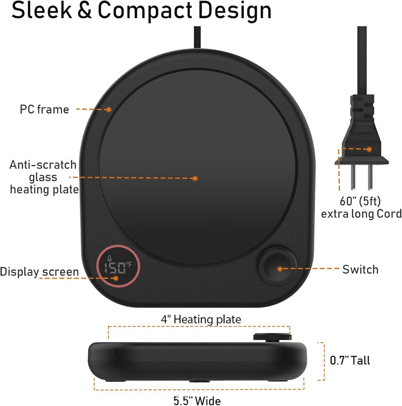 Oracer Coffeee Mug Warmer for Desk with Auto Shut Off, Coffee Cup Candle Wax and Electric Beverage Tea Milk Warmer Heating Plate