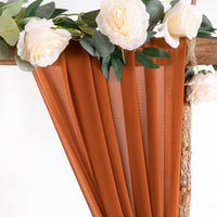 2 Panels Terracotta Chiffon Arch Drapes 6 Yards Solid Wedding Arch Curtains for Backdrop Curtain Decorations