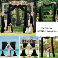 Wedding Arch Draping Fabric 18FT 2 Panels Black Chiffon Fabric Drapery Sheer Curtains for Backdrop Wedding Accessories Elegant Wedding Arches for Ceremony Archway Drapes for Banquet Party Celebrations