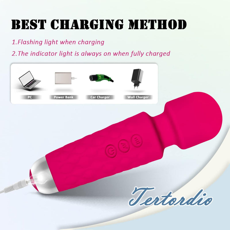 Tertordio Electric Handhold Massager Muscle Relaxer for Nack, Back - Portable, Rechargeable and Waterproof Design，Pink