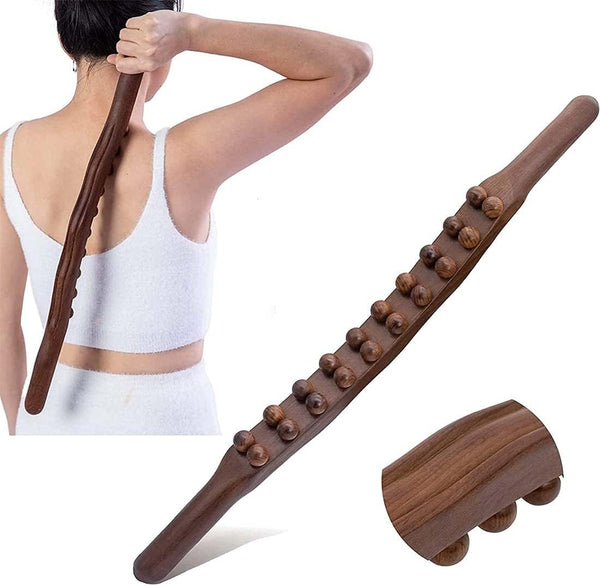 Wood Therapy Massage Tools 20 Beads Myofascial Release Tool Stomach Cellulite Massager,Ease Neck Back Waist and Leg Hip Pain Self Body Sculpting Massage Tool