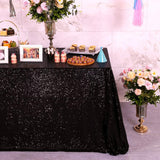 Glitter Black Sequin Tablecloth Rectangle 50X85Inch Sparkle Black Table Cover for Party Wedding Birthday Christmas Shimmer Table Cloth Linen