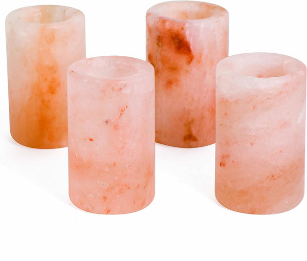 D'Eco Himalayan Salt Shot Glasses (4 Pack) - Hand-Carved 3" All-Natural Pink Salt Tequila Shooters - Add light salt flavor to any drink without the mess - Holiday Party Exchange & Christmas Gift Idea