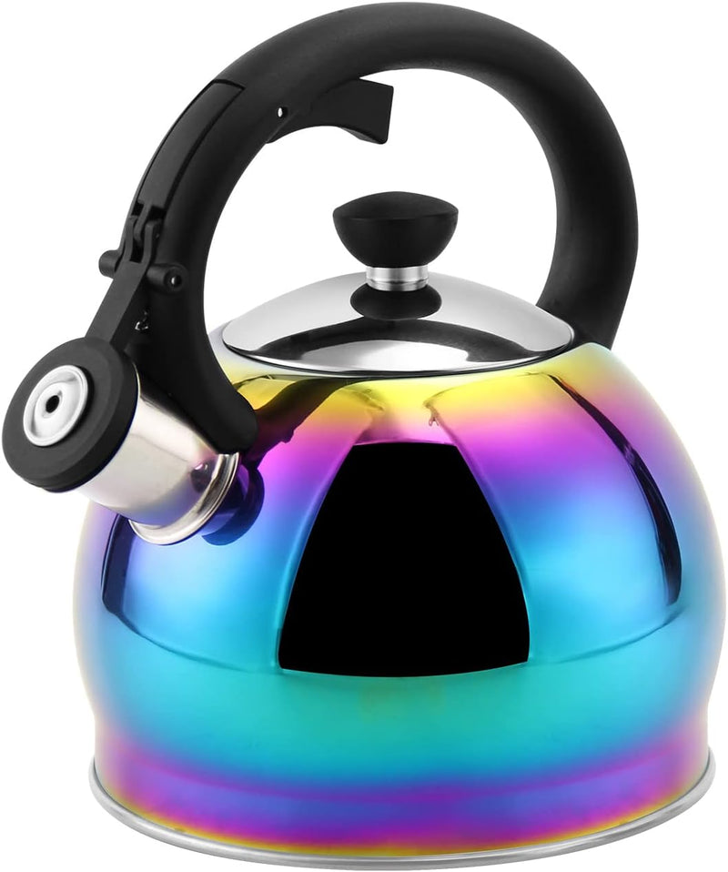 SHANGZHER Tea Kettle Stovetop Stainless Steel Whistle Induction Teakettle Fixed Cool Handle 3.2 Quart / 3 Liter Black