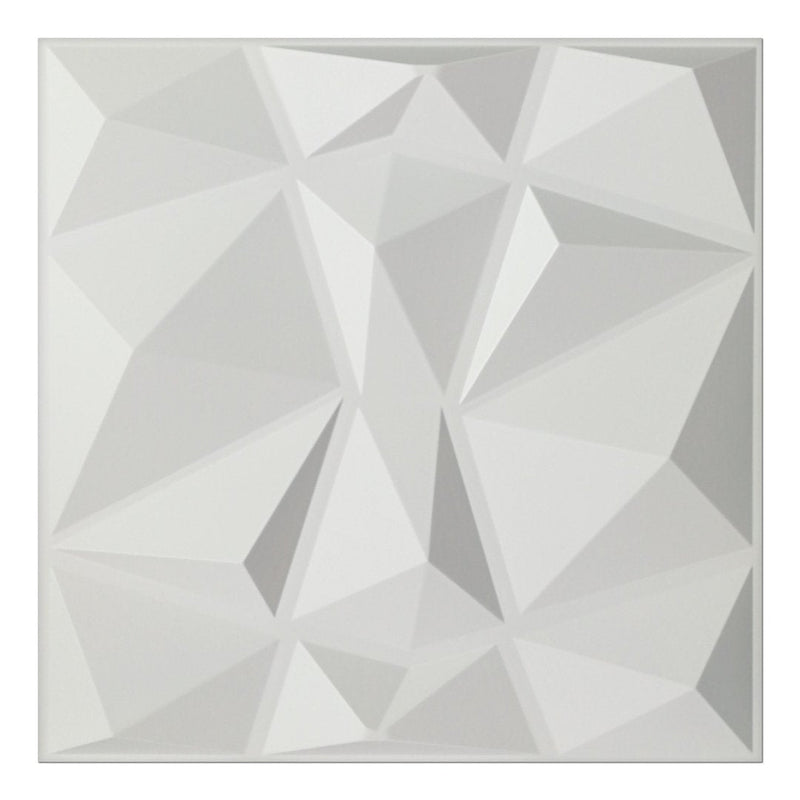 3D White Diamond Wall Panels - Set of 12 Tiles 32 Sq Ft - PVC