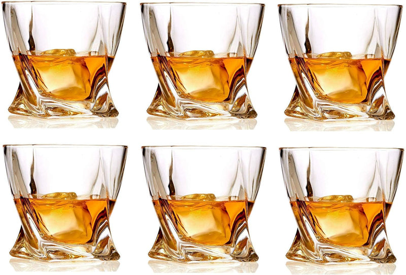 Whiskey Glasses set of 6 Crystal Old Fashioned Rock Glass Scotch Bourbon and Spirits 10 Ounce Liqueur Tumbler Thick Weighted
