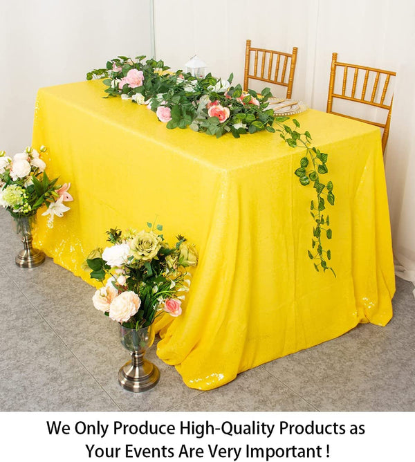 Sequin Yellow Tablecloth - Rectangle 48X72 - Table Cover for Weddings and Parties