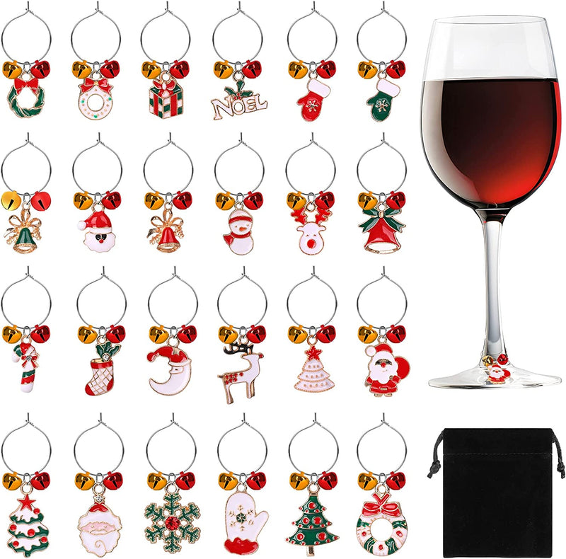 SANNIX Wine Glass Charms, 24pcs Wine Charms for Stem Glasses Wine Glass Identifier Charms Funny Wine Glass Tags for Wine Tasting Party Decorations