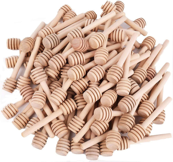 Lawei 100 Pack Mini Wooden Honey Dipper Sticks - 3 Inch Honey Dippers Server for Honey Dispense Drizzle Honey and Wedding Party Favors