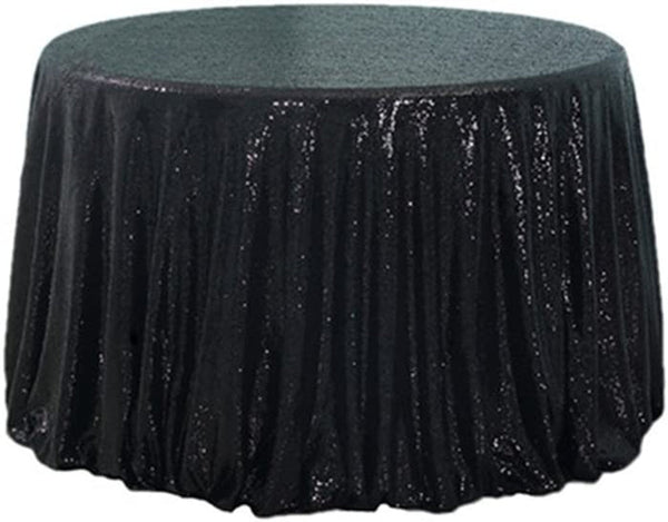 Black Sequin Round Tablecloth - 72 Sparkly for Vintage Weddings