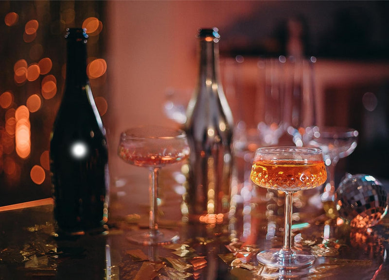 TOLDATLI Coupe Glasses, Martini Glasses Set Of 4, Vintage Champagne Coupe Glasses, 12oz Large Martini Glass, Retro Style Cocktail Glass For Elegant Bar Drinks, Vintage Art Deco Glassware