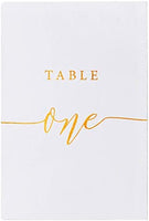 Table Number Cards Gold Foil for Wedding, Anniversary, Birthday, Bridal Shower Party. Double-Sided Design 4 X 6 Inch Number One-Thirty (1-30) & Head Table.