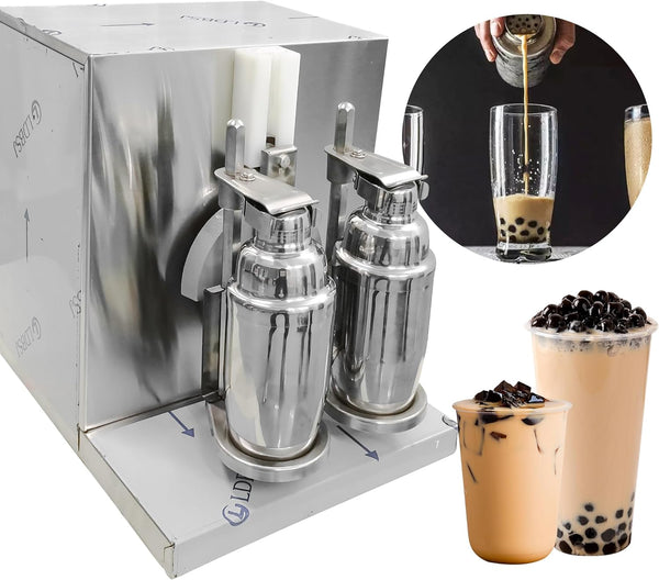 Yovtekc Double Frame Bubble Tea Shaker Machine Beverage, Milk Shaking Machine Bubble Tea Shaking Machine， Boba Bottle Shaking Machine， Stainless Steel Double-Cup Drink Mixer