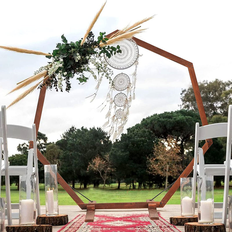 Geometric Wooden Wedding Arch - 72FT Rustic Farmhouse Party Backdrop Stand