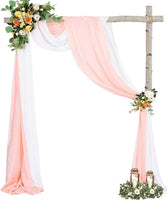 White+Blush 100% Chiffon Backdrop Arch Ceremony 2 Panels 6Yard Wedding Backdrop Birthday Party for Wedding Arch Party Stage Backdrop Decorations