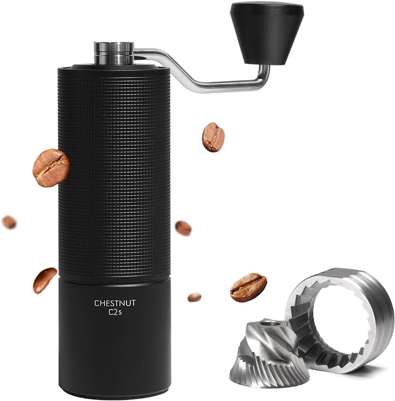 TIMEMORE Chestnut C2 Manual Coffee Grinder Capacity 25g with CNC Stainless Steel Conical Burr, Internal Adjustable Setting, Double Bearing Positioning, French Press Coffee for Hand Grinder Gift