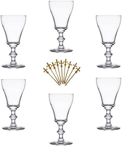 Set of 6 Libbey 8054 6 oz. Georgian Irish Coffee Glass w/Signature Party Picks