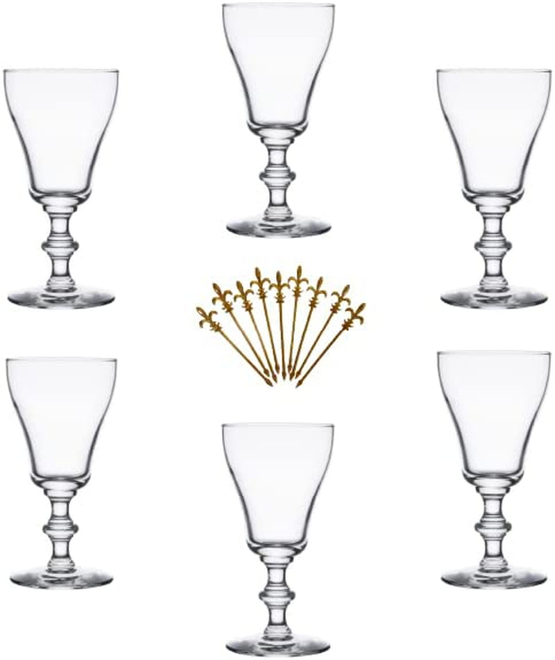 Set of 6 Libbey 8054 6 oz. Georgian Irish Coffee Glass w/Signature Party Picks