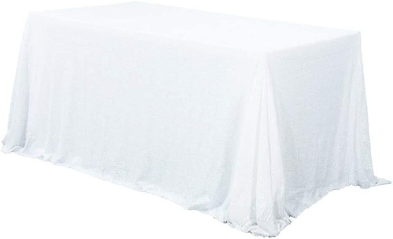White Sequin Tablecloth - 60x120 Rectangle