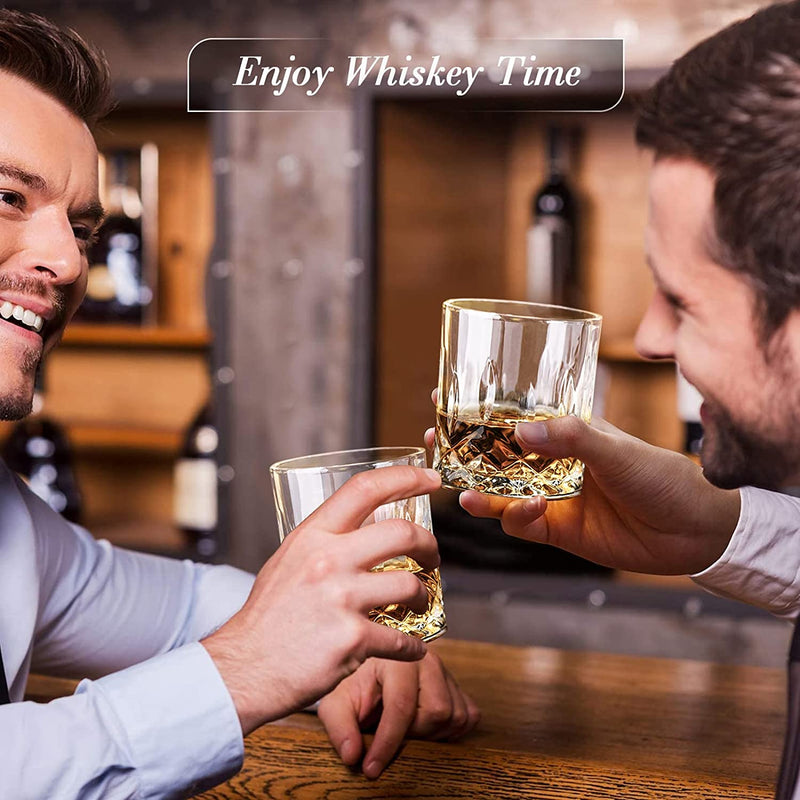 Whiskey Stones and Whiskey Glass Gift Set, DIOXADOP 8 Natural Whisky Stones 1 Crystal Whisky Glasses with Blessing Card in Exquisite Wooden Box, Prepare a Gift for a Whisky Scotch Bourbon Lover